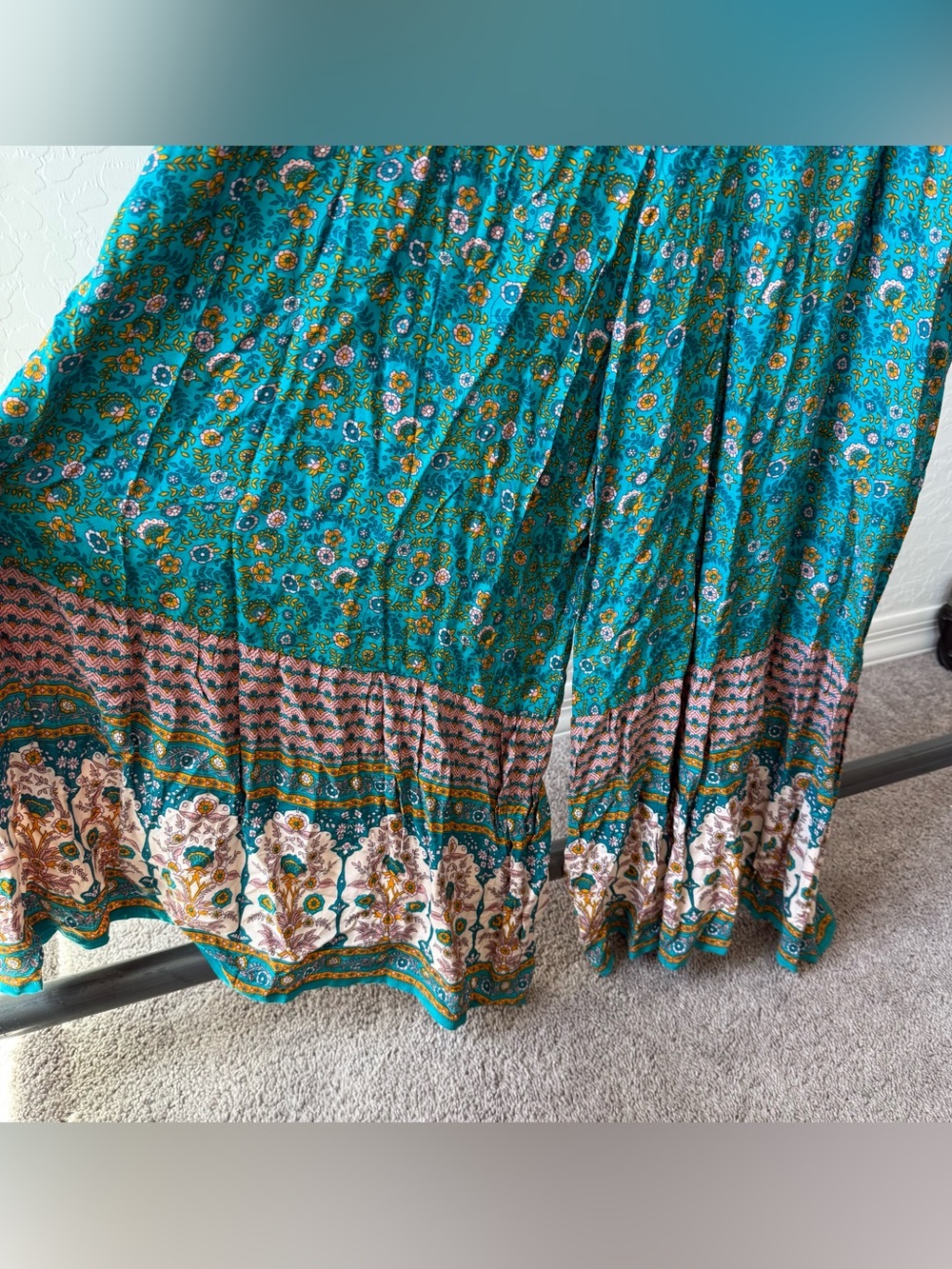 Natural Life Zoe Teal Floral Wide Leg Boho Jumpsuit NWT - Picture 10 of 10